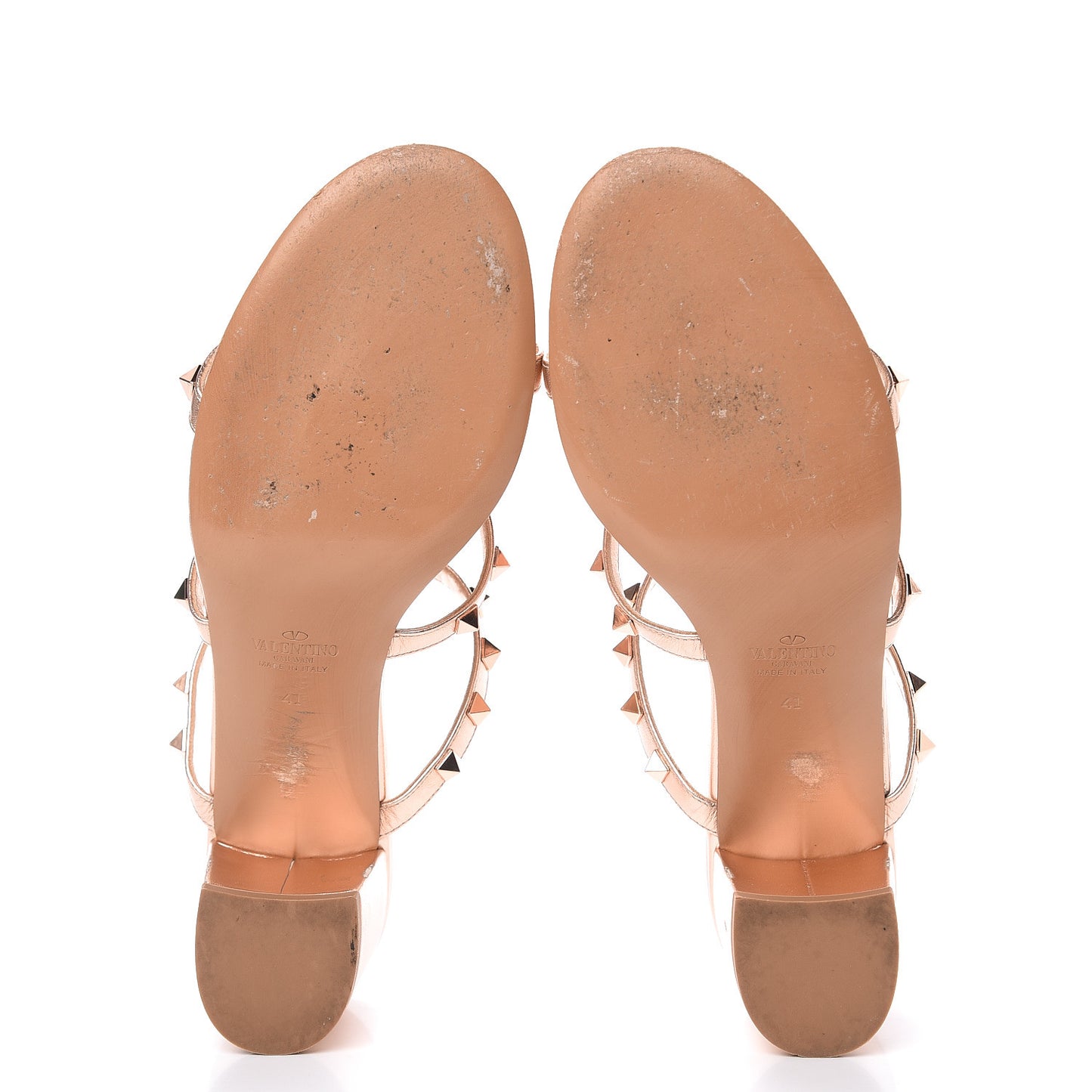 Metallic Nappa Rockstud 60mm Caged Slide Sandals 41 Rame