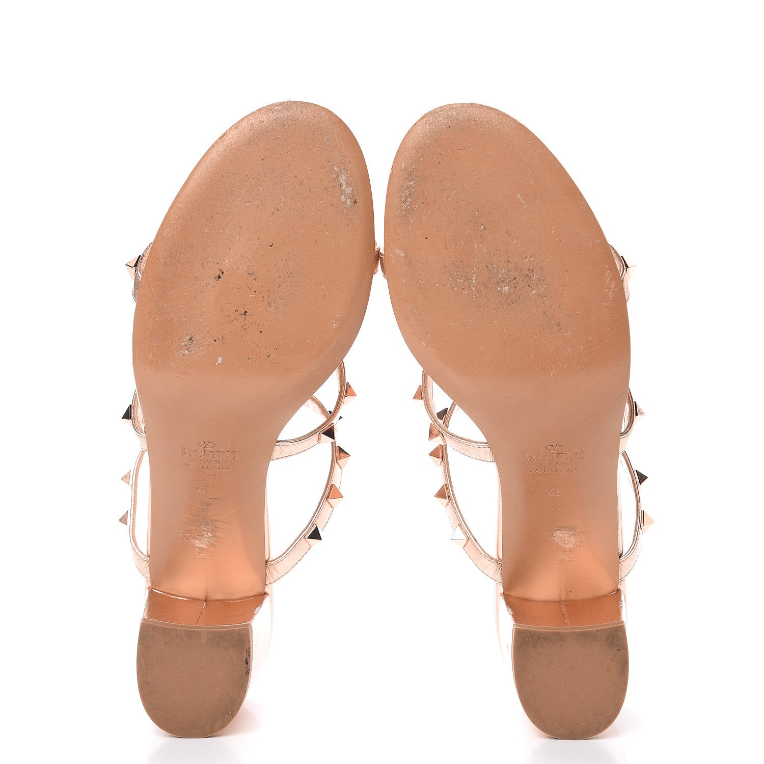 Valentino Garavani Metallic Nappa Rockstud 60mm Caged Slide Sandals 41 Rame 5 of 12