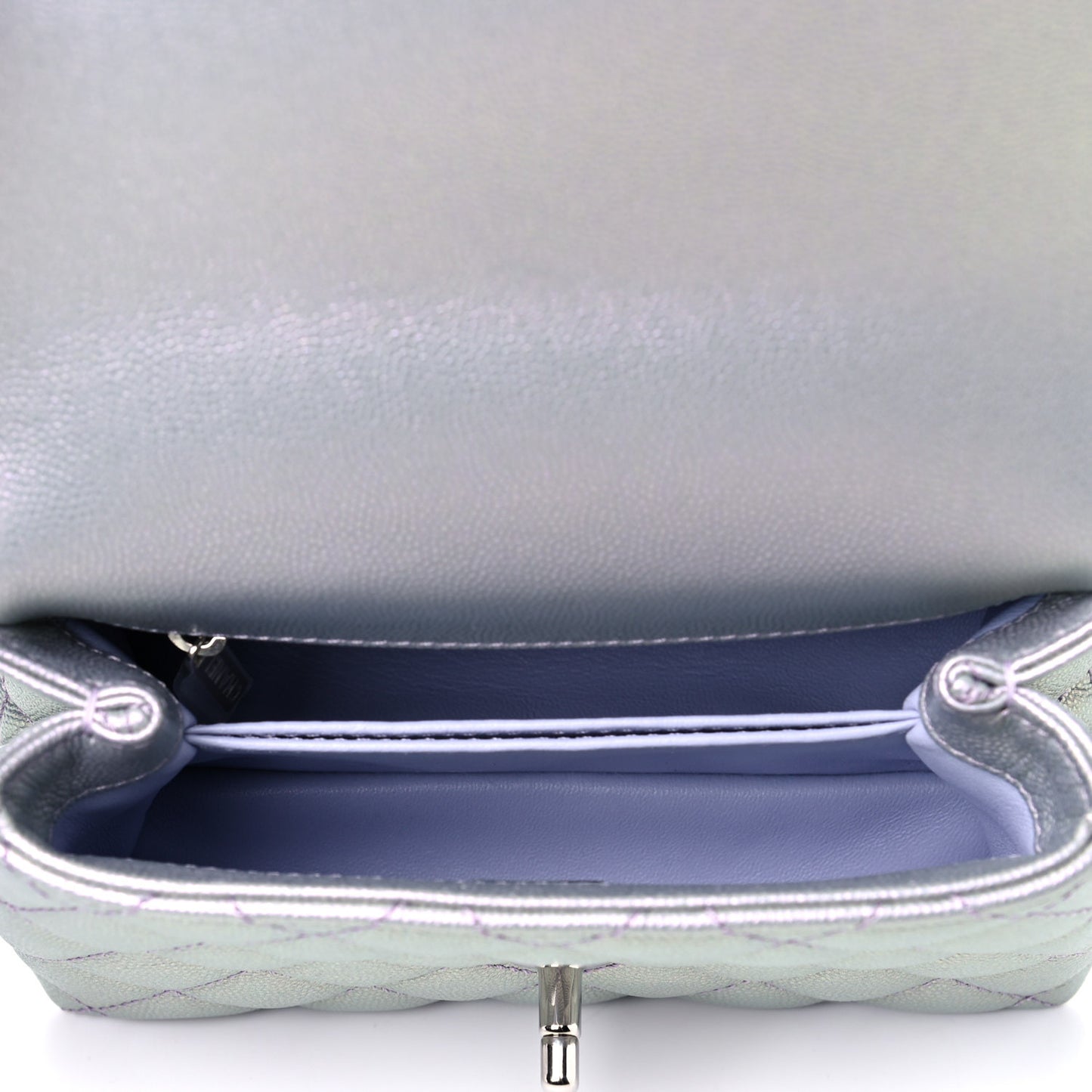 Iridescent Caviar Quilted Extra Mini Coco Handle Flap Purple
