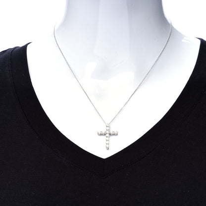Tiffany Platinum Diamond Large Cross Pendant Necklace 2 of 7