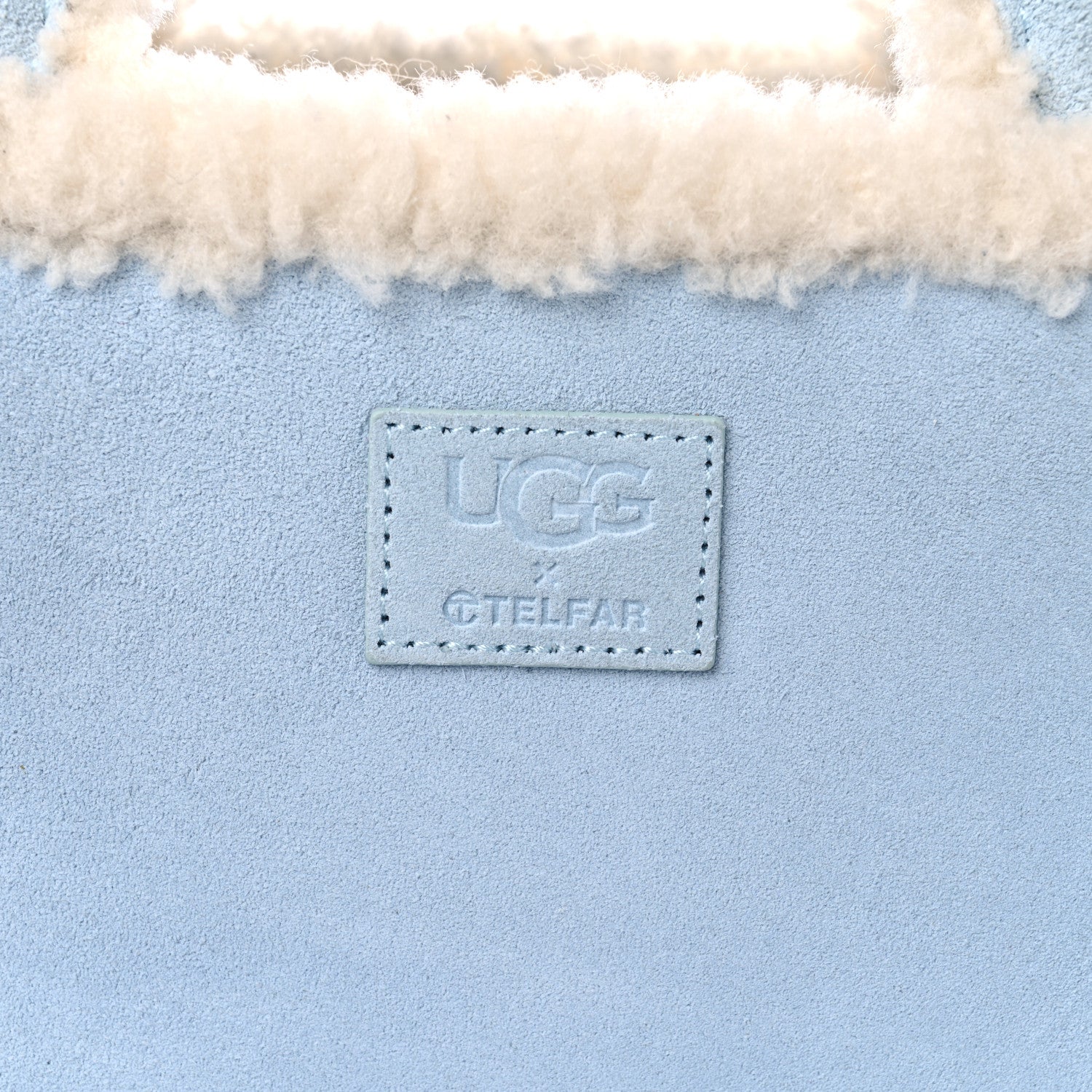 Telfar X UGG Suede Shearling Medium Shopping Bag Blue 7 of 11