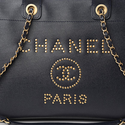 Chanel Caviar Small Studded Deauville Tote Blue 9 of 10