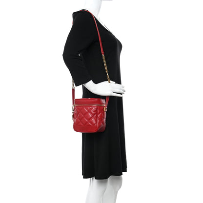 Saint Laurent Grain de Poudre Quilted 80's Vanity Bag Red 2 of 10