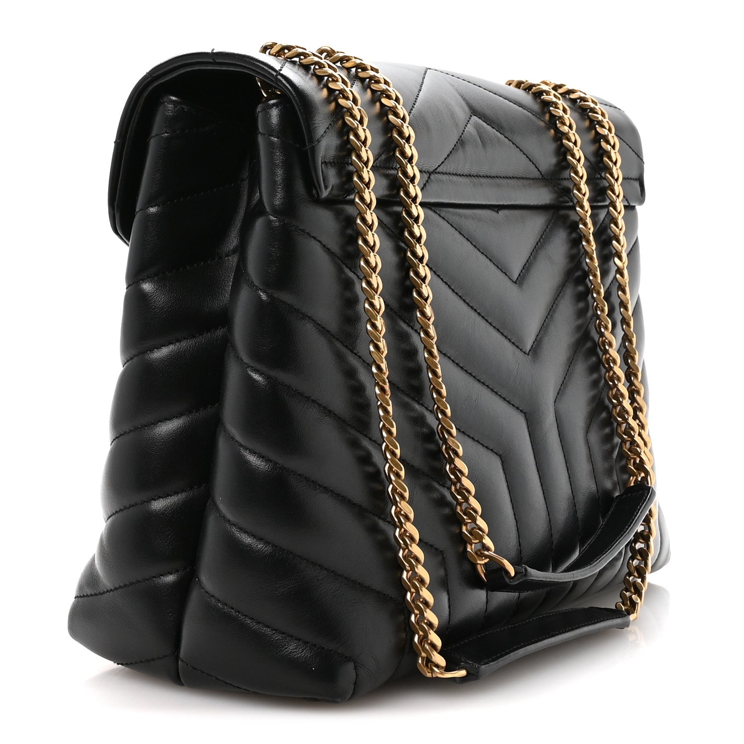 Saint Laurent Calfskin Y Quilted Monogram Medium Loulou Chain Satchel Black 3 of 12