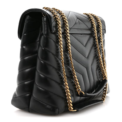 Saint Laurent Calfskin Y Quilted Monogram Medium Loulou Chain Satchel Black 3 of 12