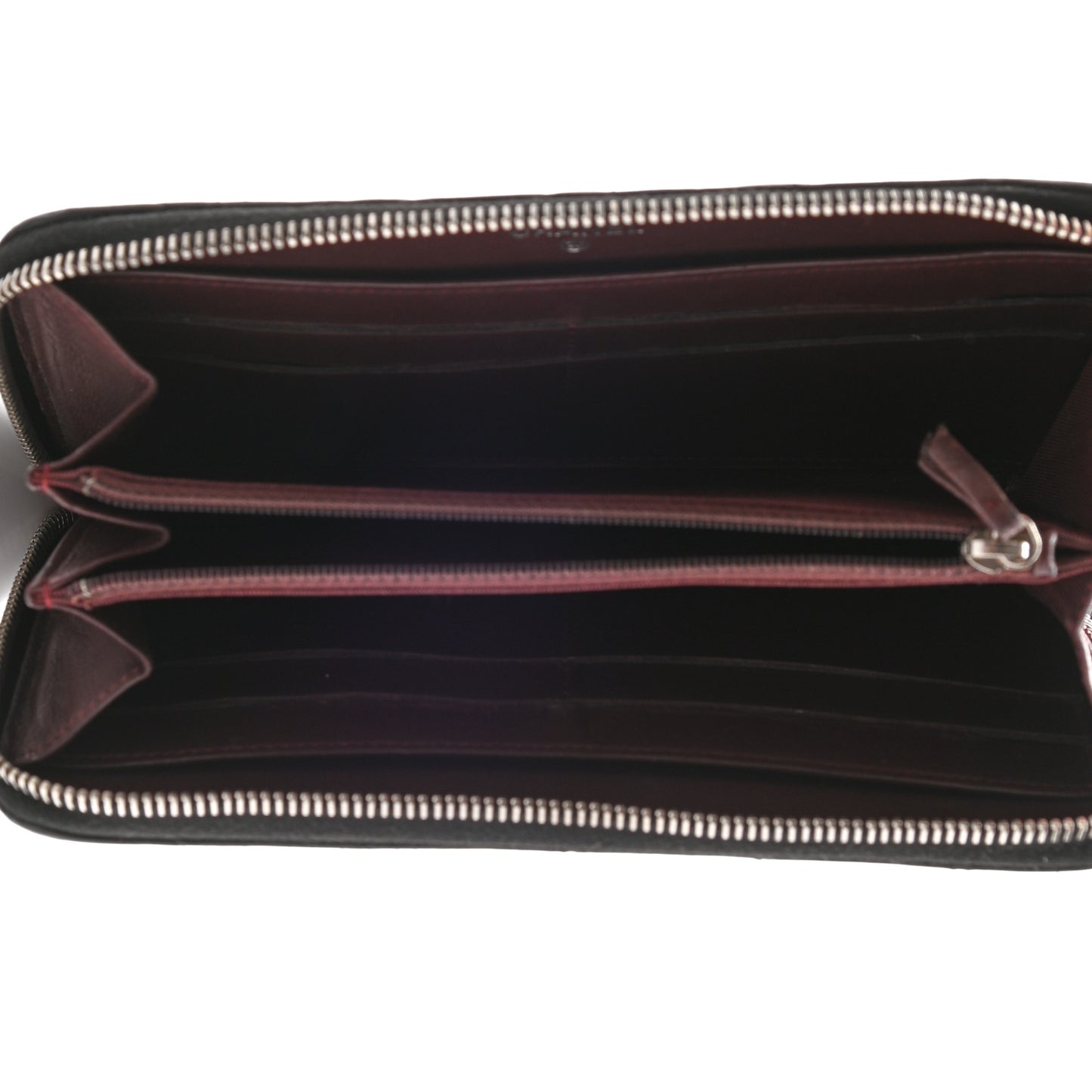 Lambskin Quilted Large Gusset Zip Around Wallet Black