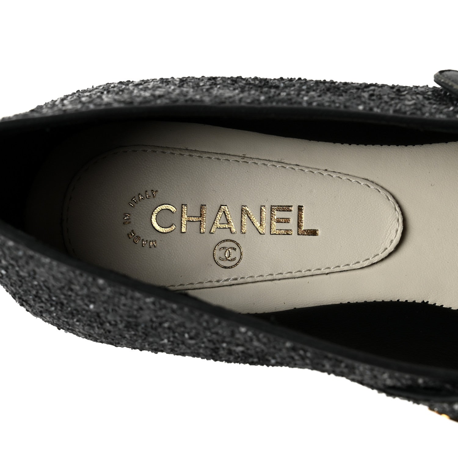 Chanel Glitter Grosgrain Cap Toe Mary Jane Flats 36.5 Gray 7 of 8