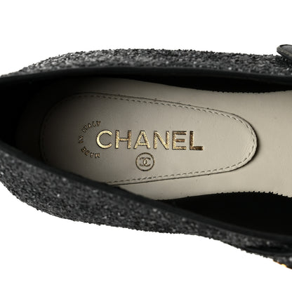 Chanel Glitter Grosgrain Cap Toe Mary Jane Flats 36.5 Gray 7 of 8