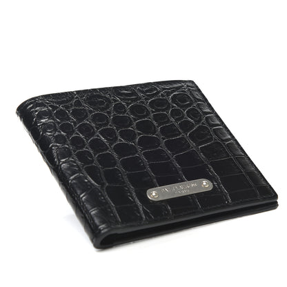 Saint Laurent Calfskin Crocodile Embossed East West Wallet Black 3 of 11