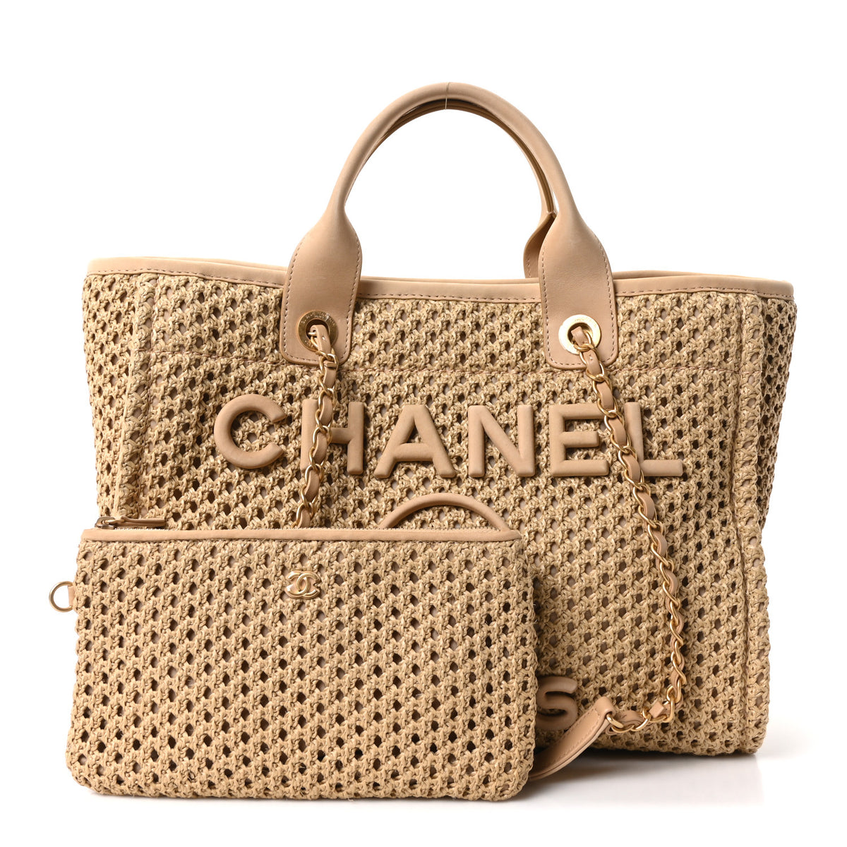 Chanel Straw Suede Calfskin Small Deauville Tote Beige 3 of 12