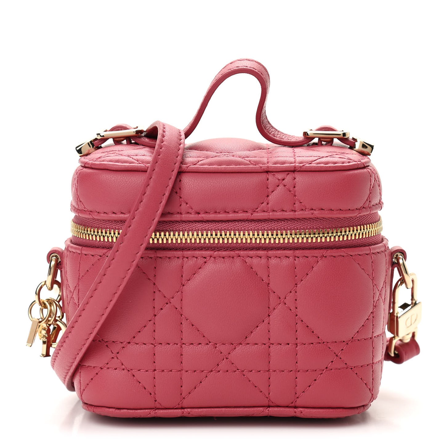 Lambskin Cannage Micro Vanity Case Strawberry Pink