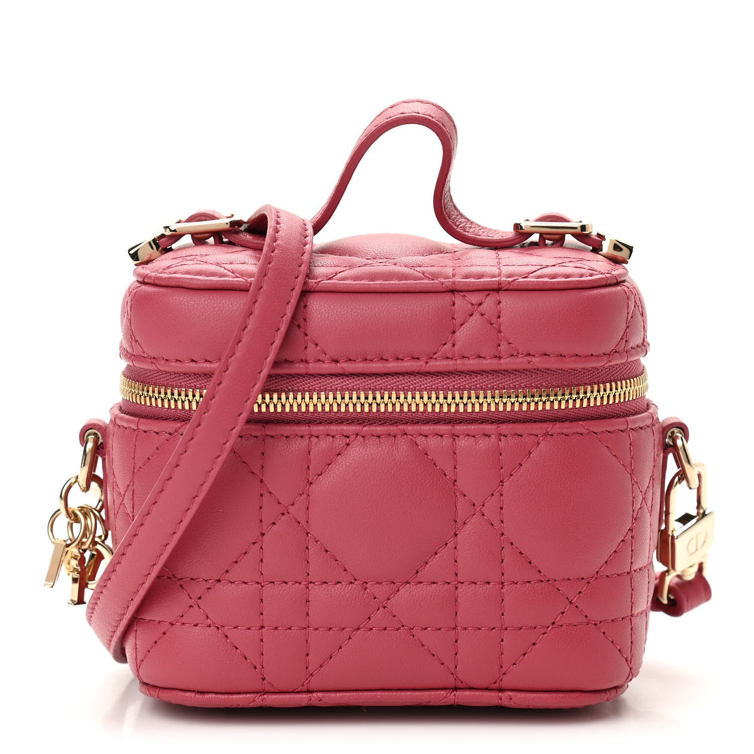Christian Dior Lambskin Cannage Micro Vanity Case Strawberry Pink 1 of 11