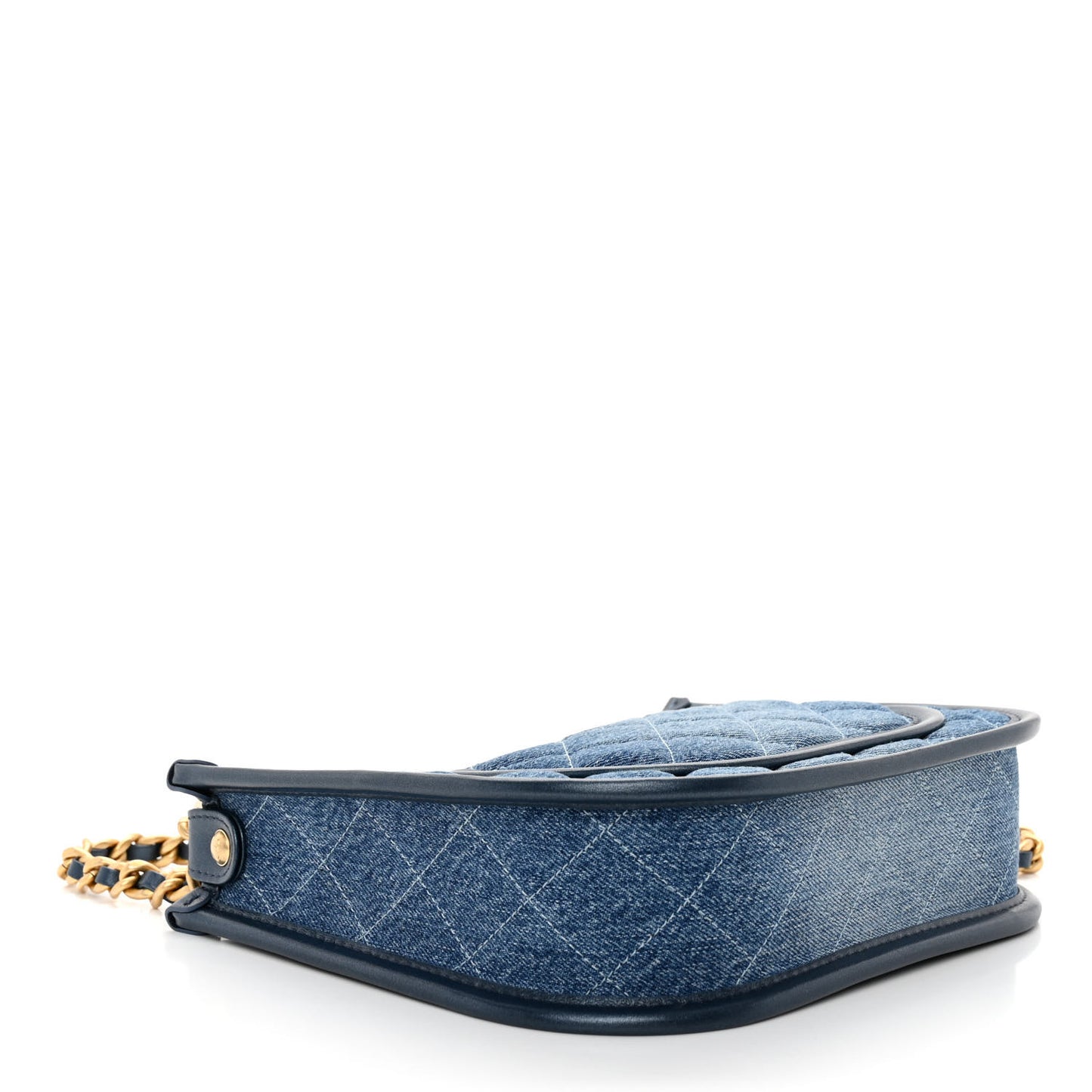 Washed Denim Quilted Hobo Blue