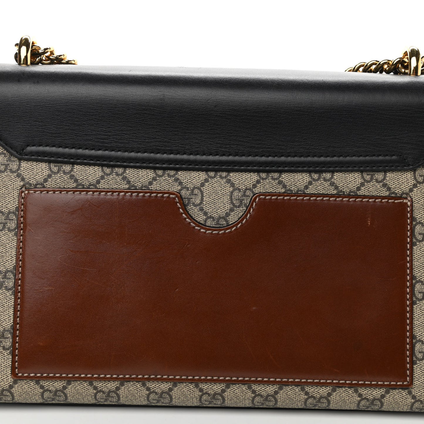 GG Supreme Monogram Calfskin Medium Padlock Shoulder Bag Beige Black Cuir