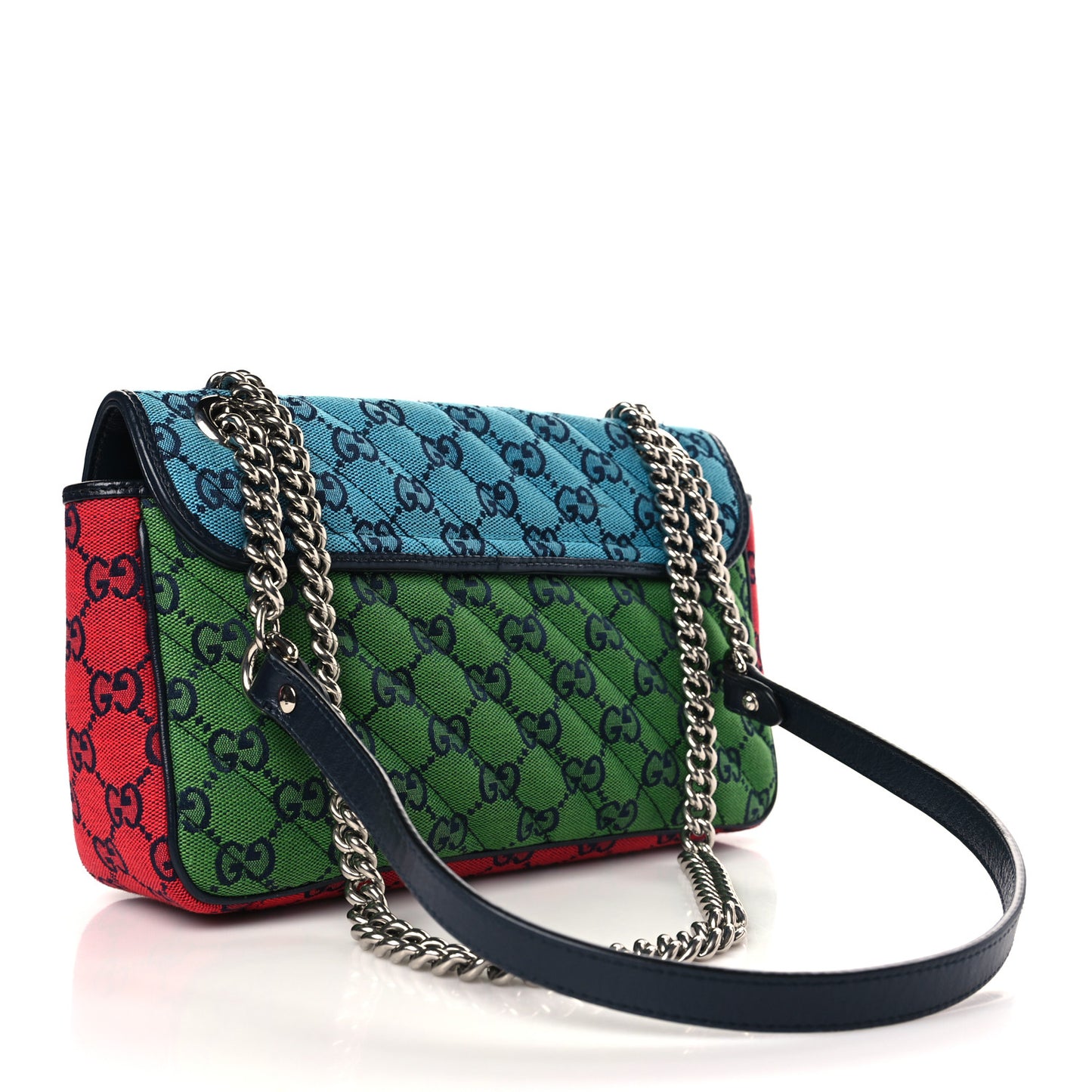 Monogram Multicolor Matelasse Diagonal Small GG Marmont Shoulder Bag Light Blue Pink Blue Green Red