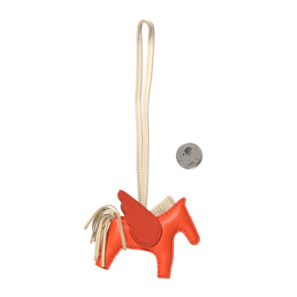 Hermes Milo Lambskin Grigri Rodeo Pegase Horse Bag Charm PM Orange Poppy Craie Terre Battue 2 of 4