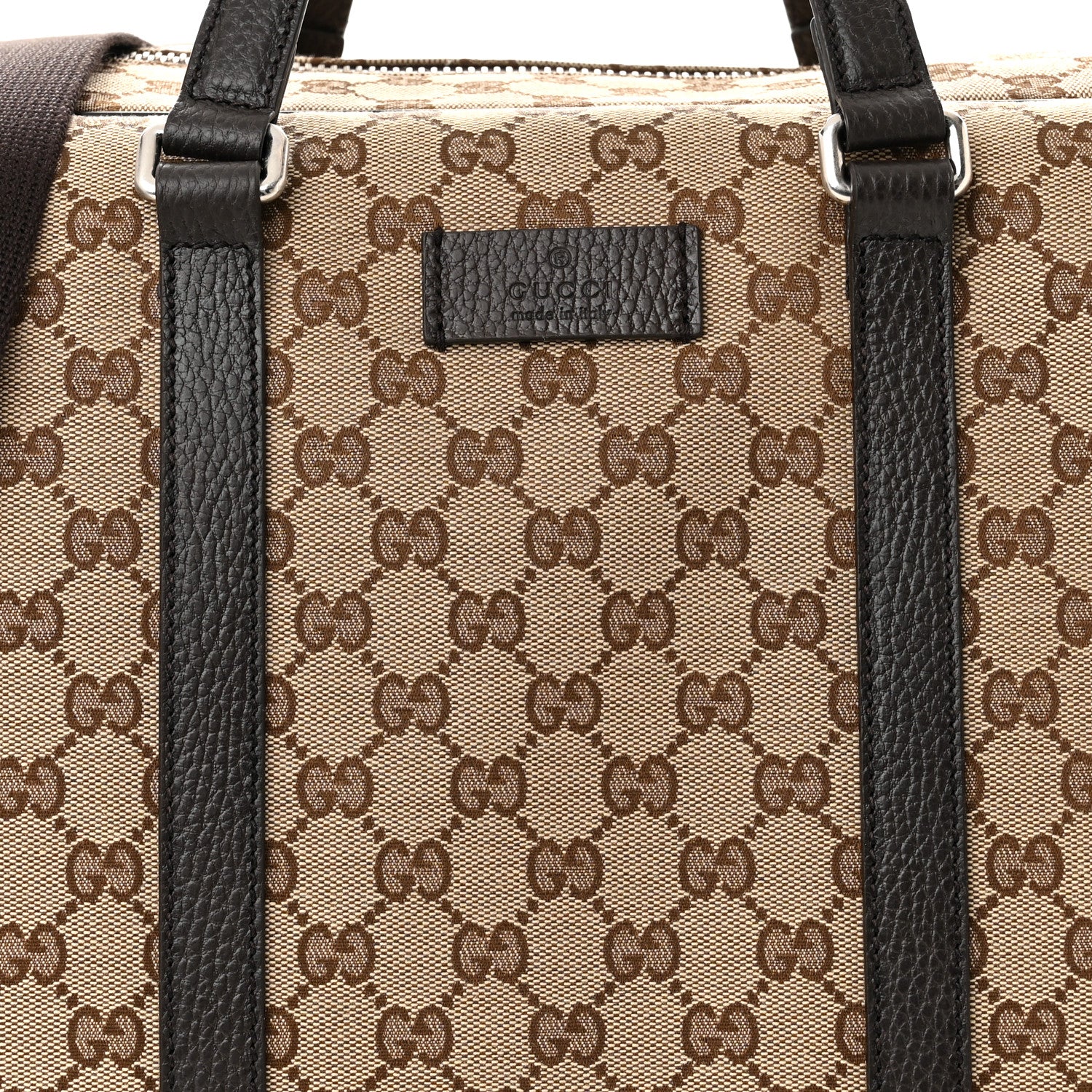 Gucci Monogram Dollar Calfskin Boston Duffle Bag Beige Ebony Testa di Moro Marrone Scuro 7 of 9