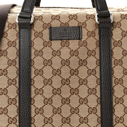 Gucci Monogram Dollar Calfskin Boston Duffle Bag Beige Ebony Testa di Moro Marrone Scuro 7 of 9
