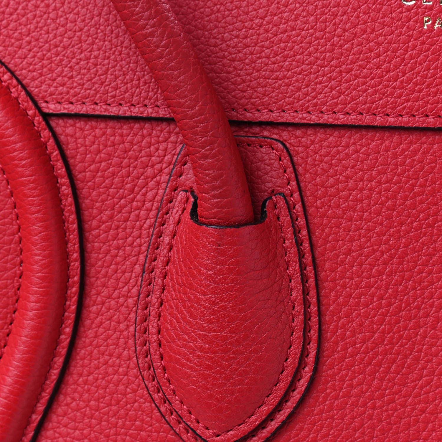Celine Drummed Calfskin Micro Luggage Coquelicot 9 of 9