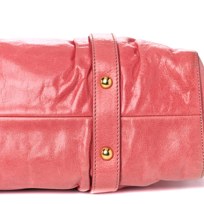Miu Miu Vitello Lux Gathered Tote Rosa 16 of 26