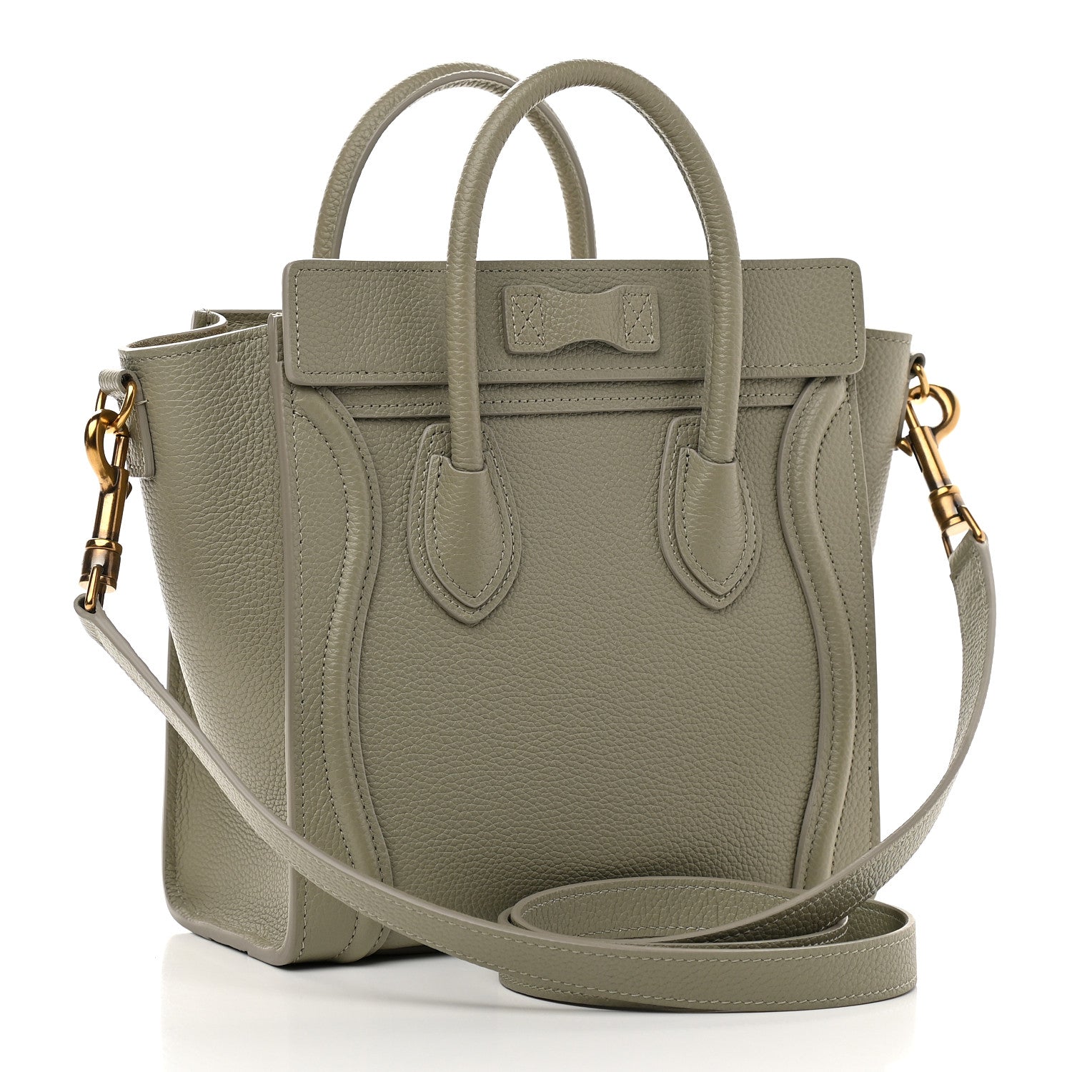 Celine Drummed Calfskin Nano Luggage Army Green 2 of 10