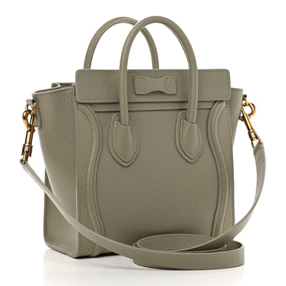 Celine Drummed Calfskin Nano Luggage Army Green 2 of 10