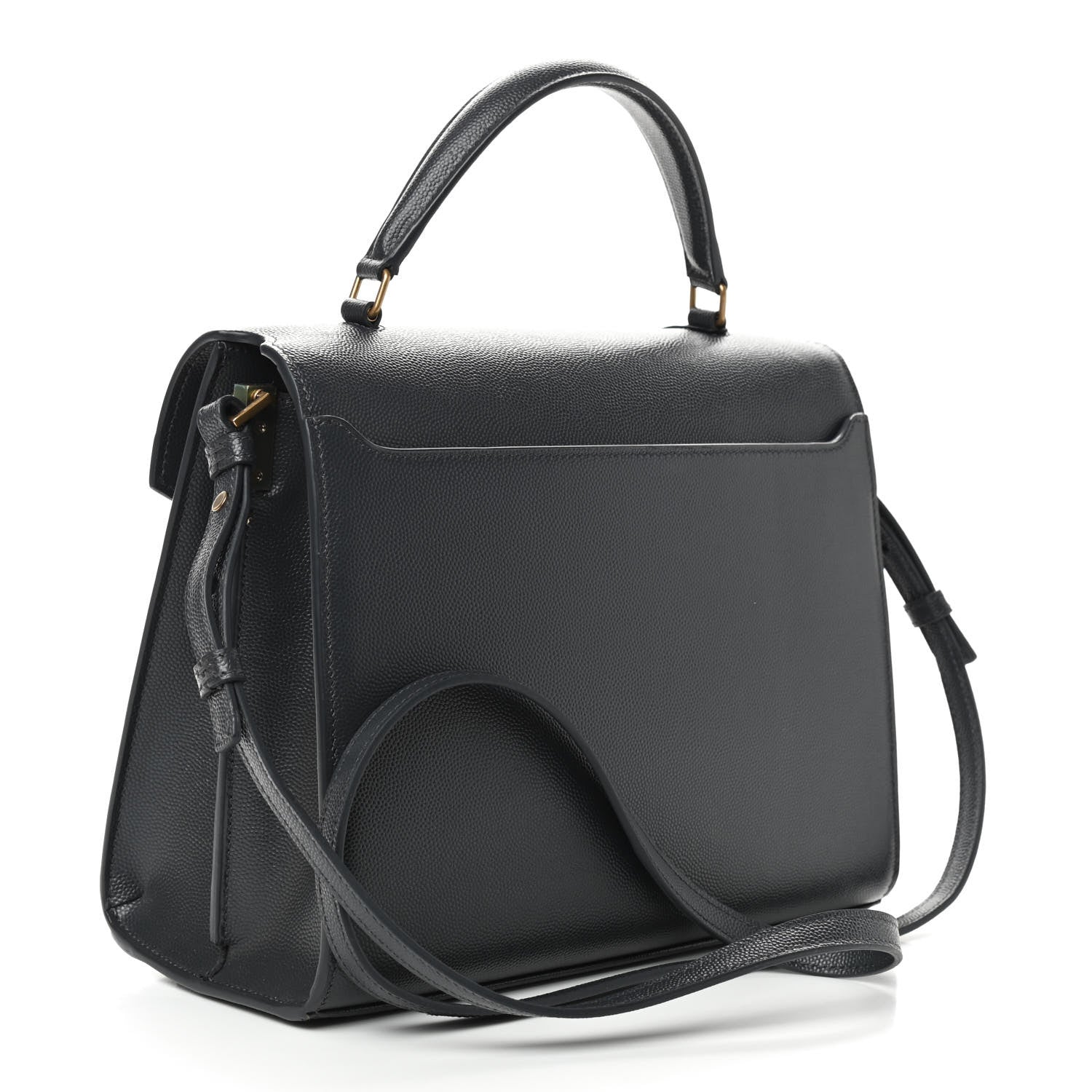 Saint Laurent Grain de Poudre Medium Classic Monogram Cassandra Top Handle Dark Smog 2 of 8