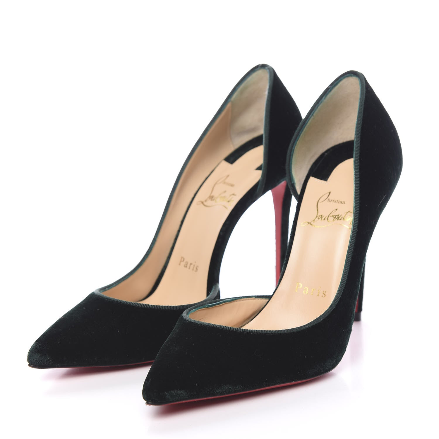 Christian Louboutin Velluto Stamp Iriza 100 Pumps 36.5 Verde 3 of 18