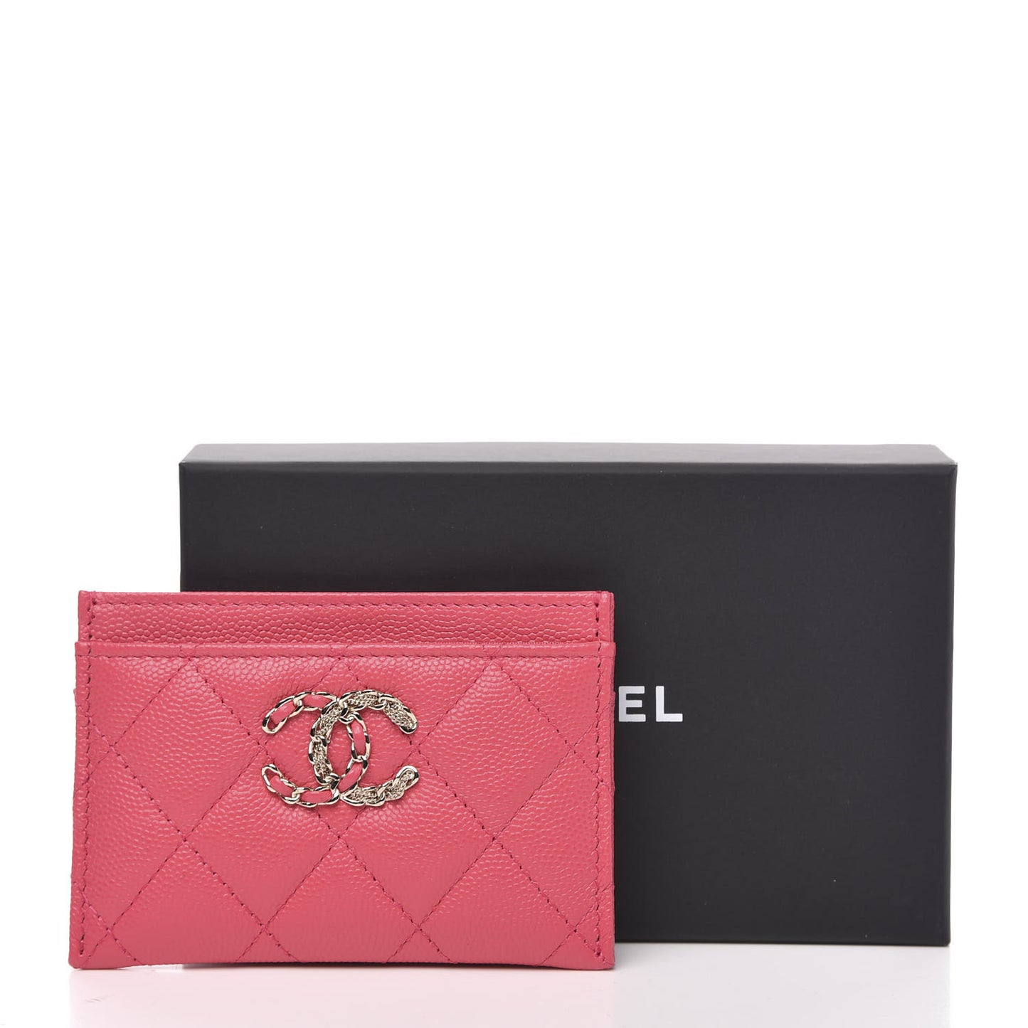 Caviar Quilted French New Wave Card Holder Rose