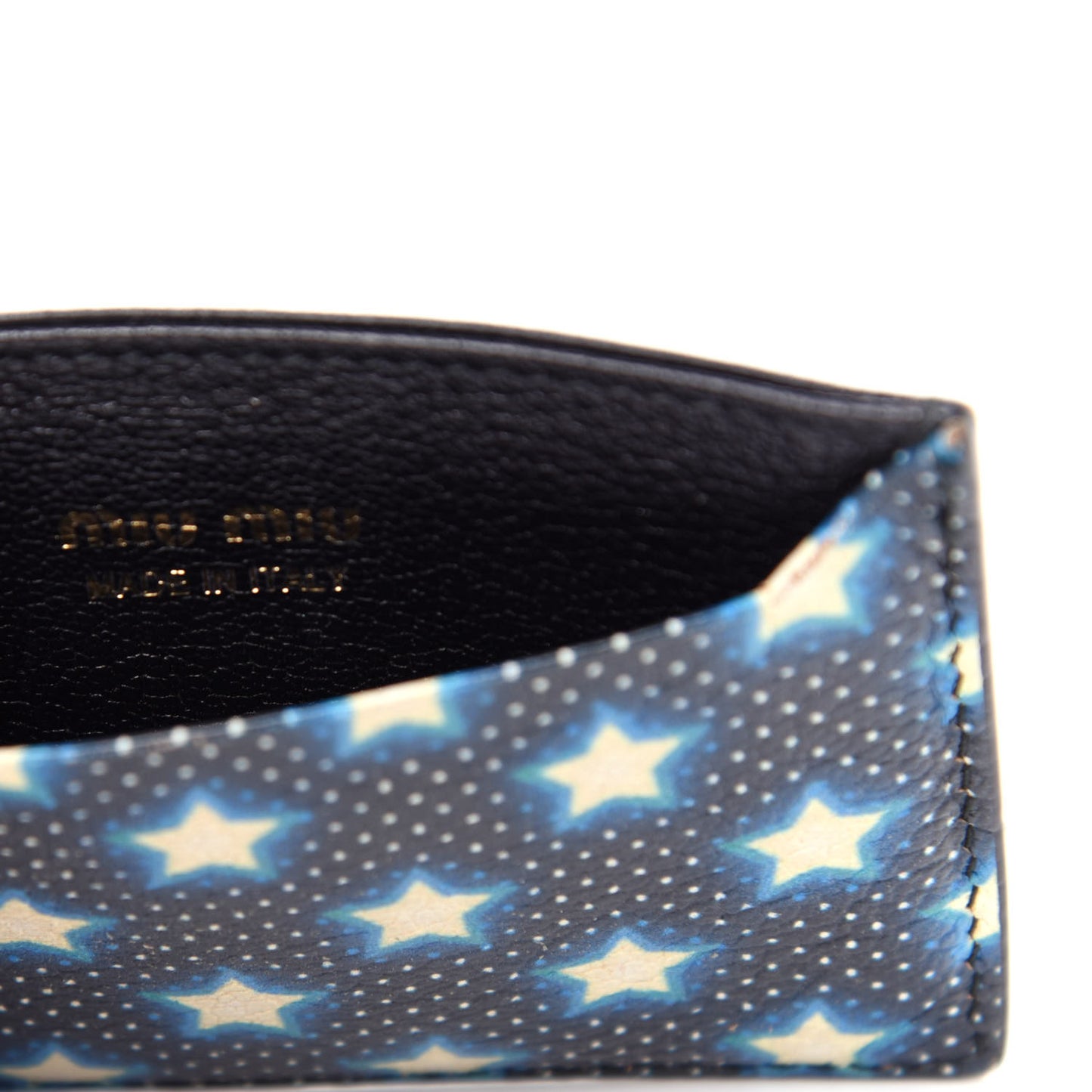 Goatskin Madras Star Print Card Holder Black Multicolor
