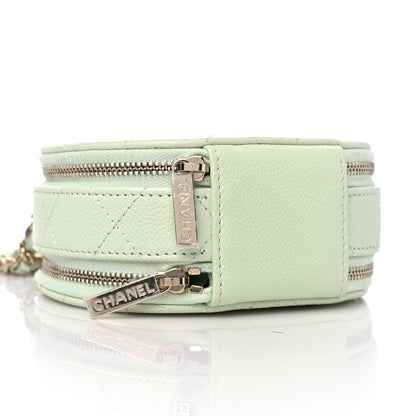 Chanel Caviar Quilted Round Handle With Care Vanity With Chain Light Green 9 of 10
