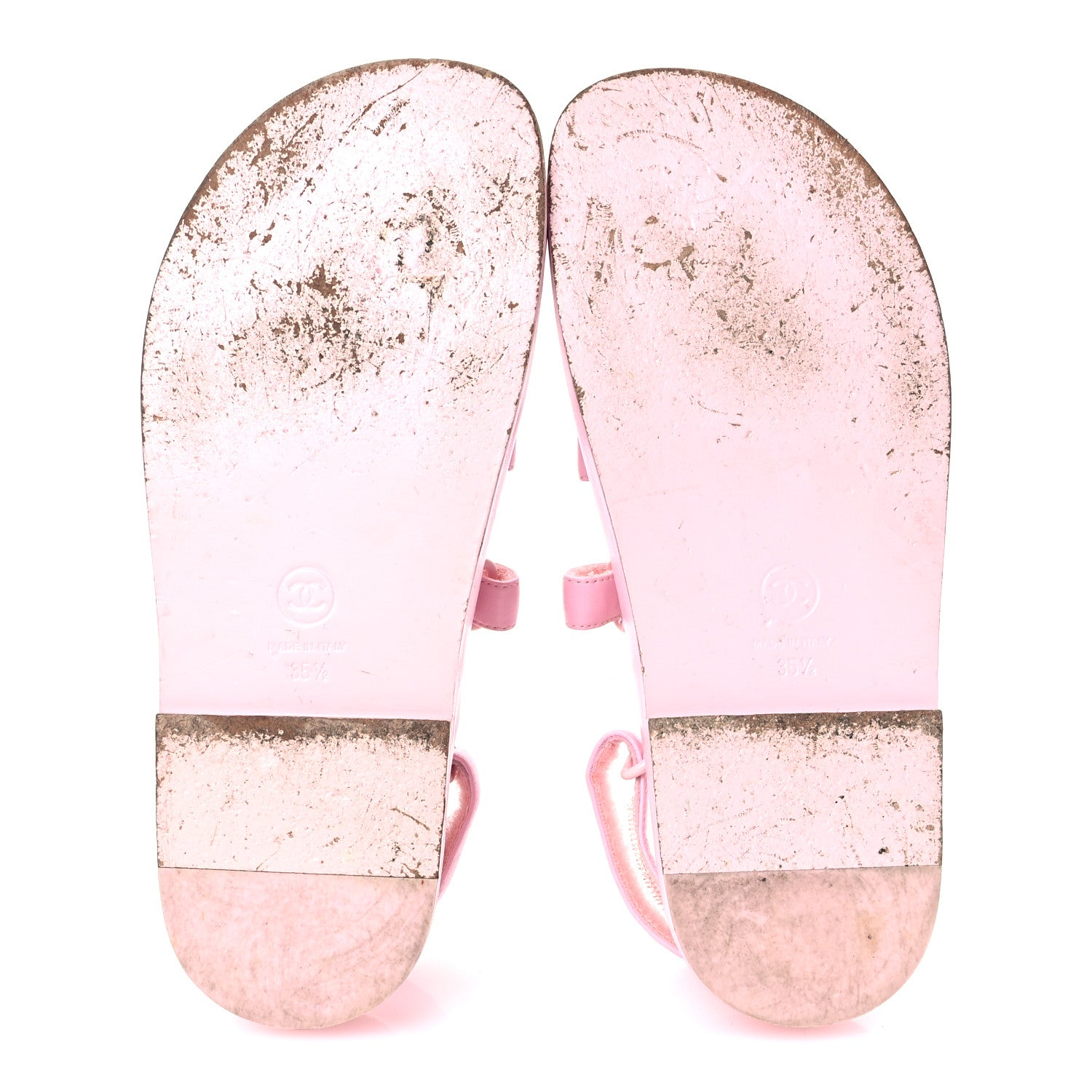Chanel Lambskin Crystal CC Velcro Dad Sandals 35.5 Light Pink 6 of 10