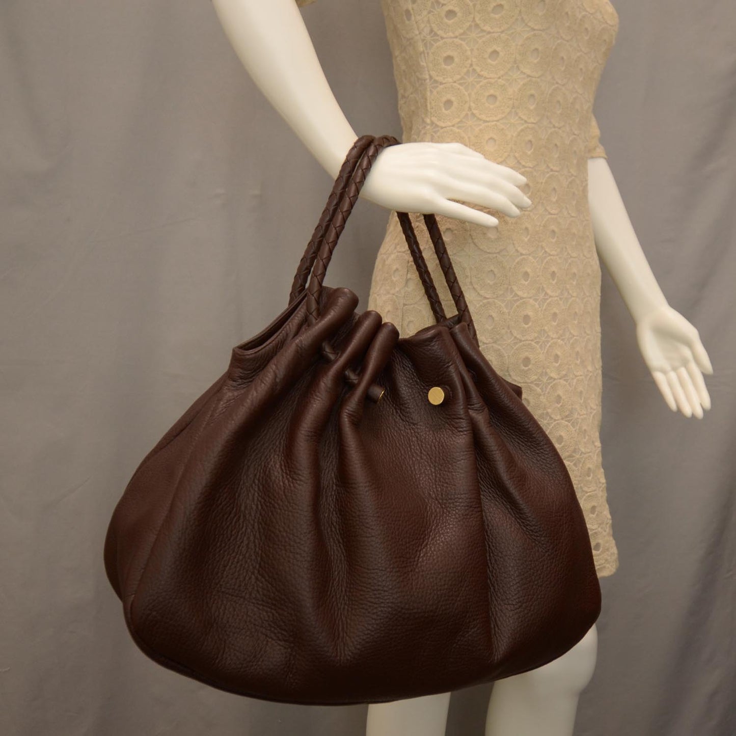 Leather Braided Hobo Bag