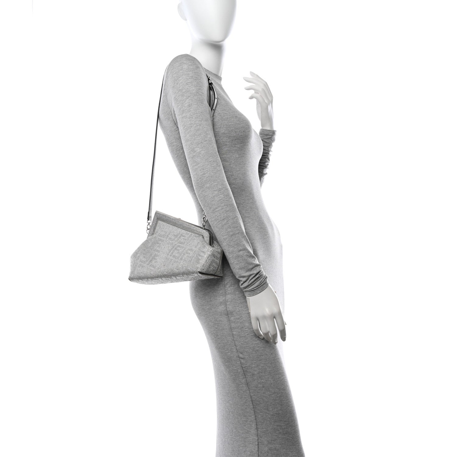 Fendi Crystal Embellished Small First Argento 2 of 11