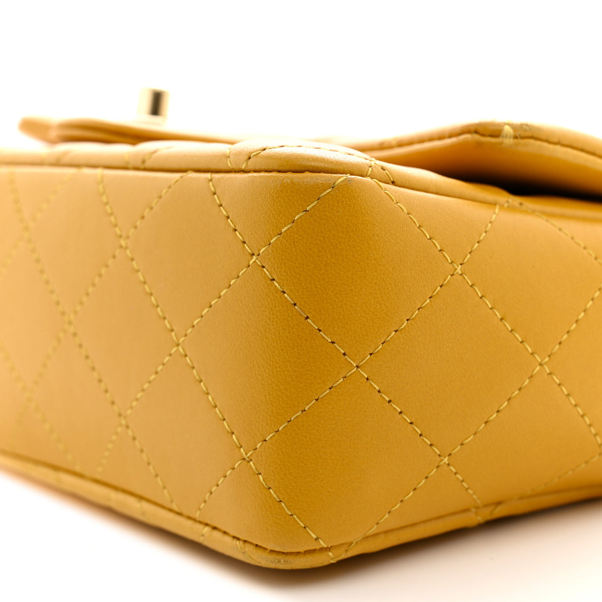 Lambskin Quilted Mini Rectangular Flap Yellow