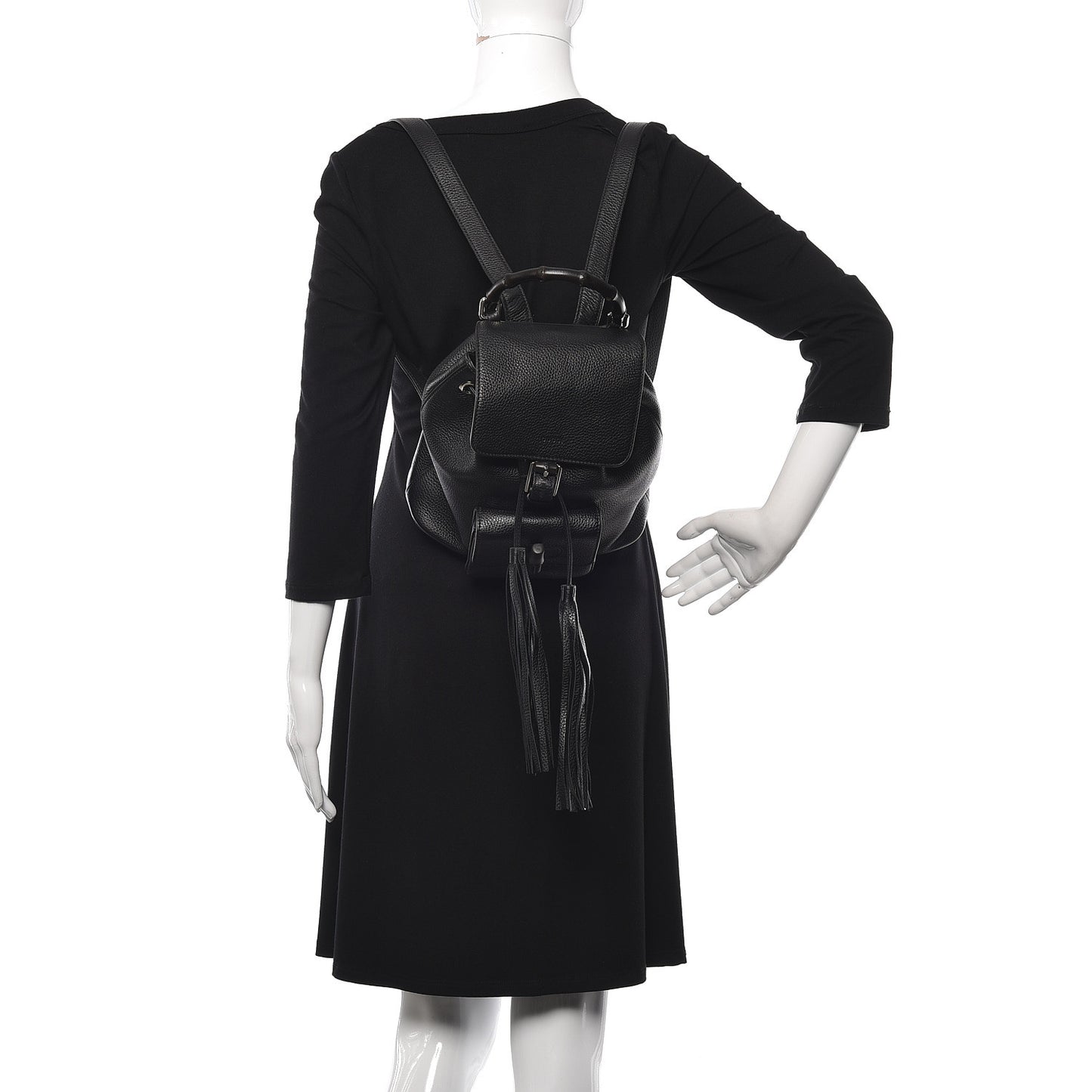 Calfskin Small Bamboo Backpack Black