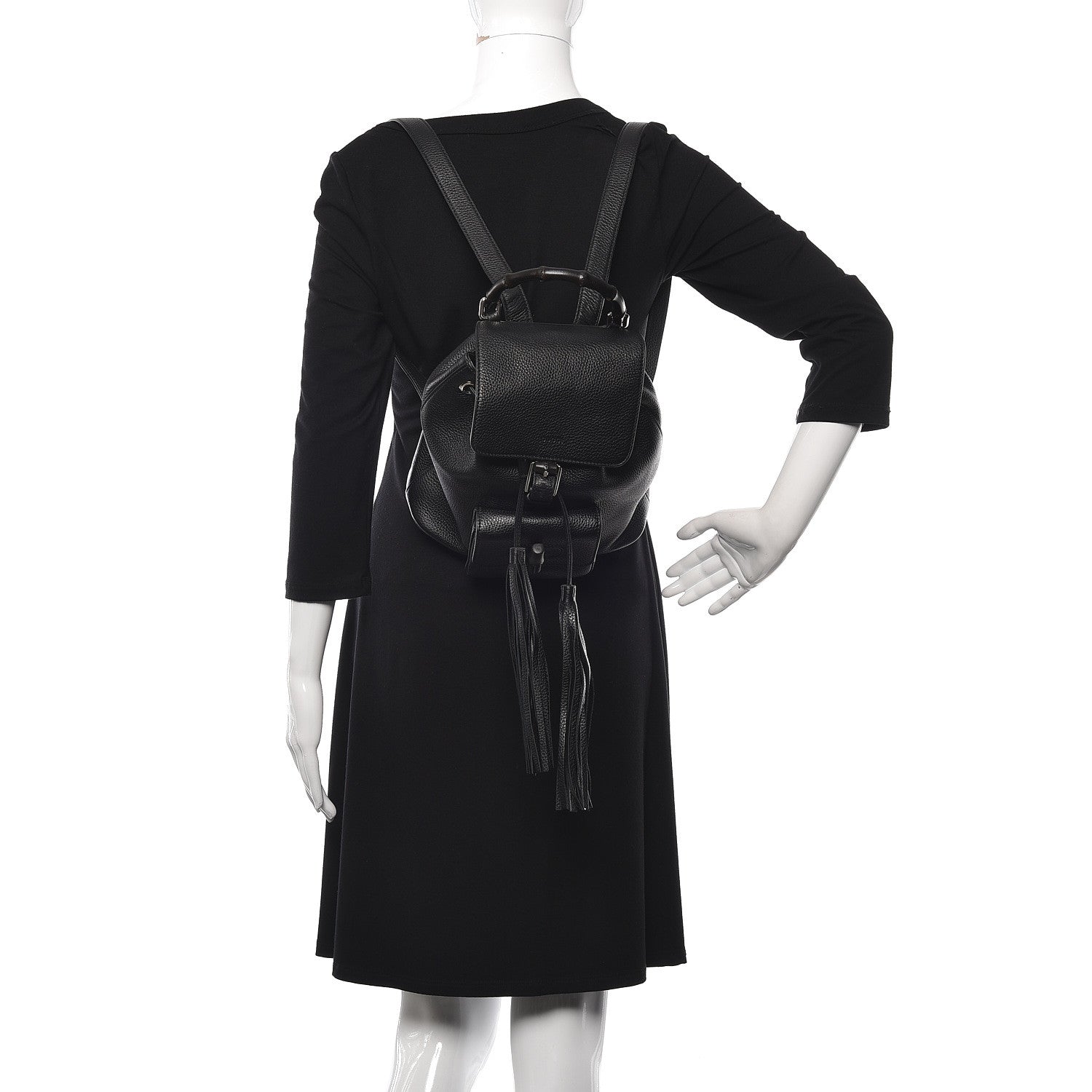 Gucci Calfskin Small Bamboo Backpack Black 2 of 10