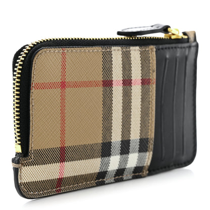 Burberry Check Calfskin Zip Card Case Holder Black 3 of 10