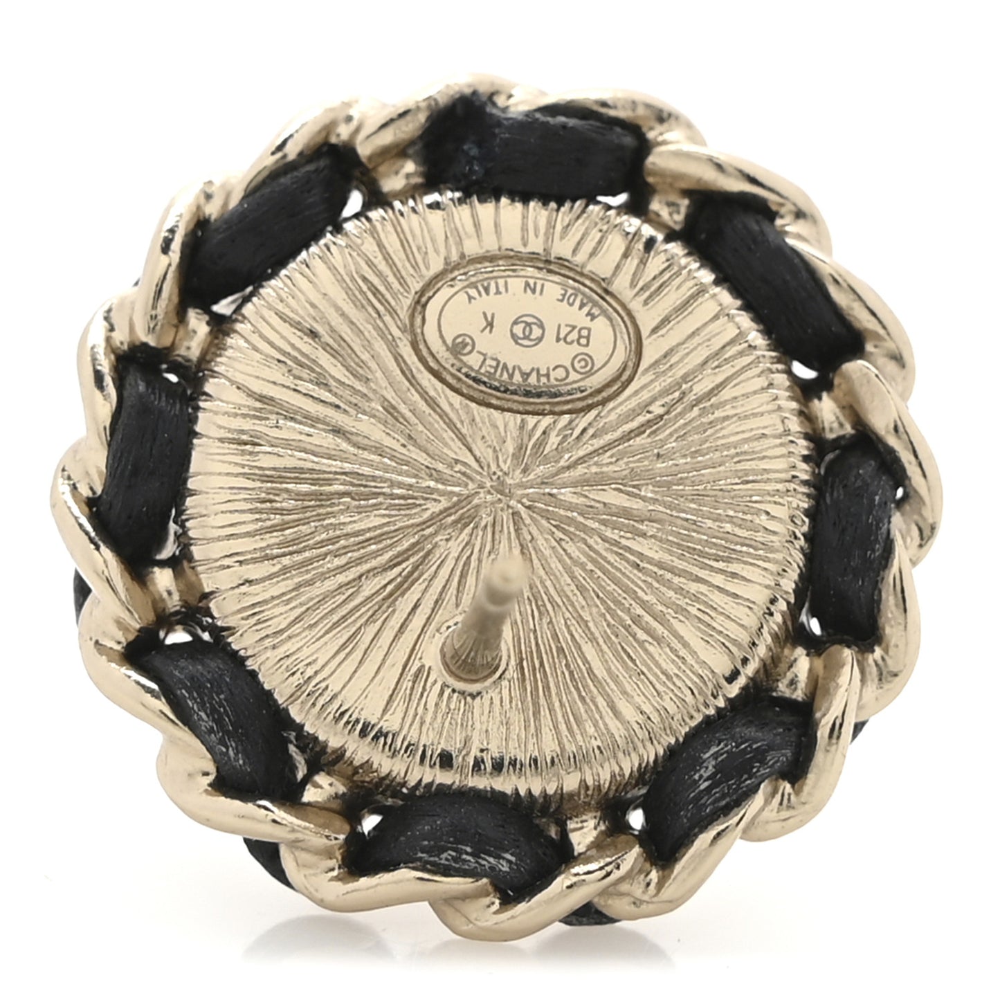 Pearl Crystal Lambskin CC Earrings Gold Black