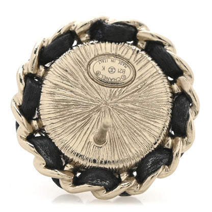 Chanel Pearl Crystal Lambskin CC Earrings Gold Black 4 of 5