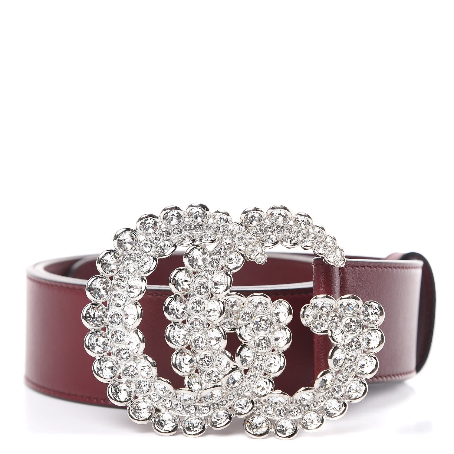 Gucci Calfskin Crystal Double G 40mm Belt 85 34 Vintage Bordeaux 1 of 6