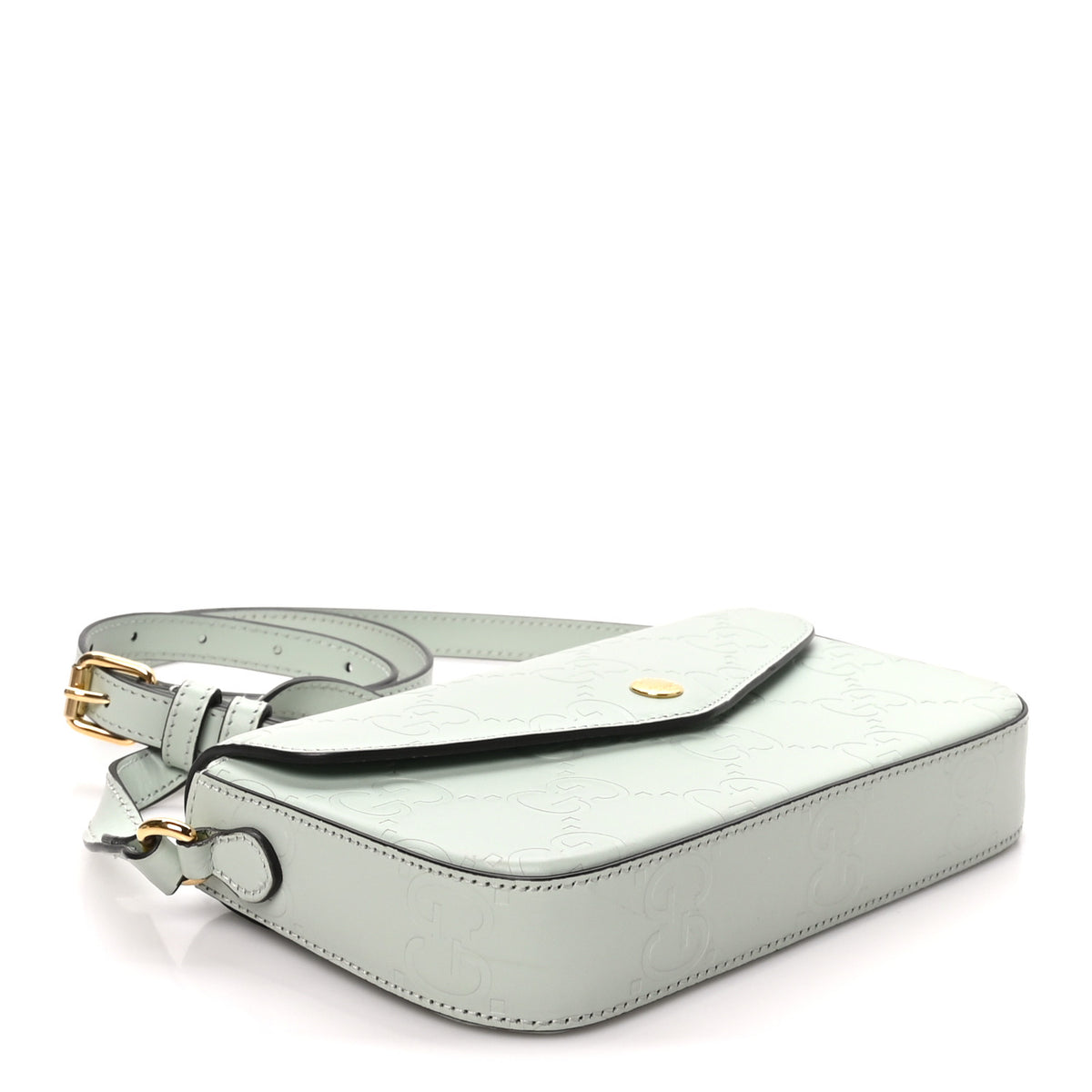 Gucci Calfskin GG Super Mini Shoulder Bag Pale Green 4 of 11