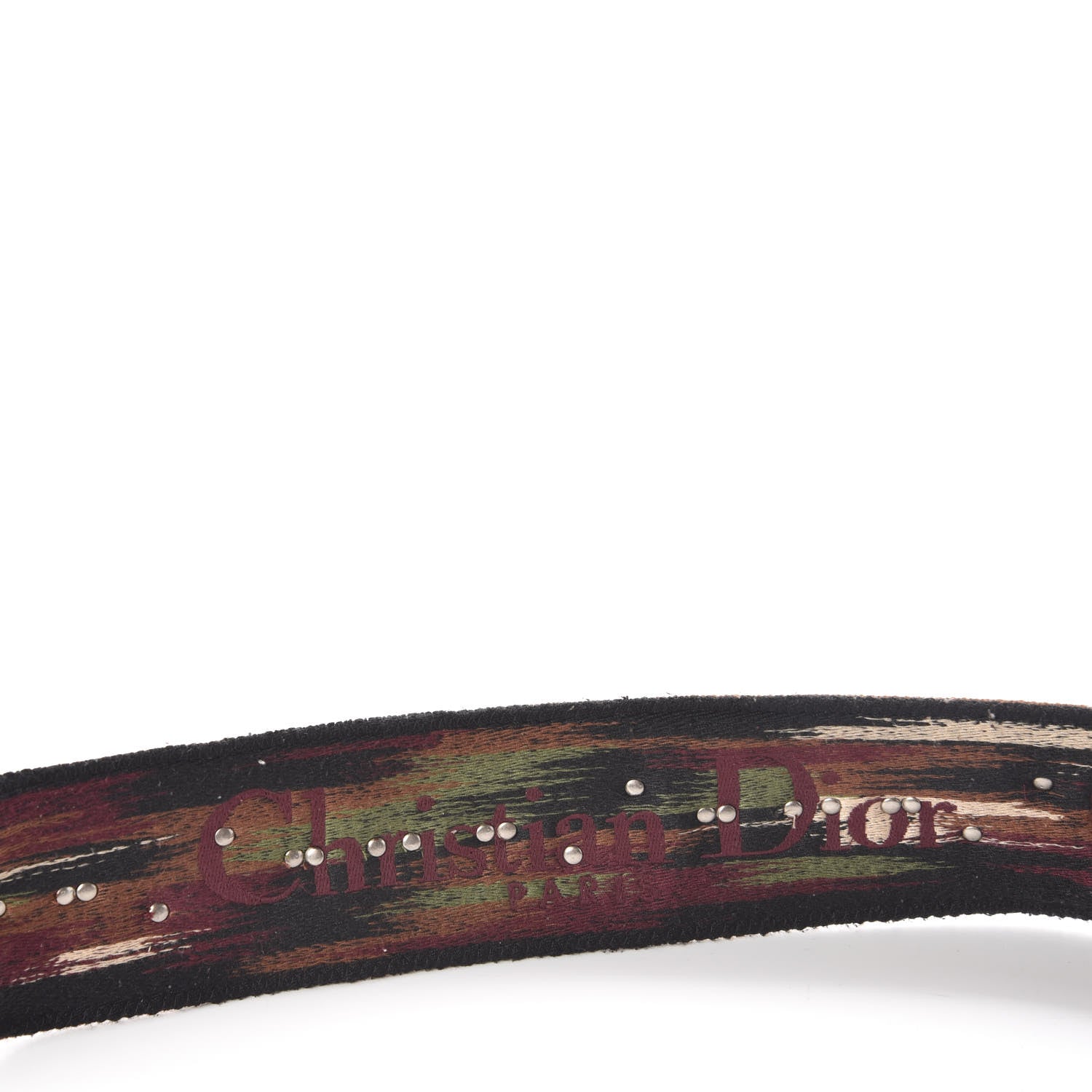 Christian Dior Canvas Embroidered Studded Bohemian Fringe Shoulder Strap Black Multicolor 4 of 5