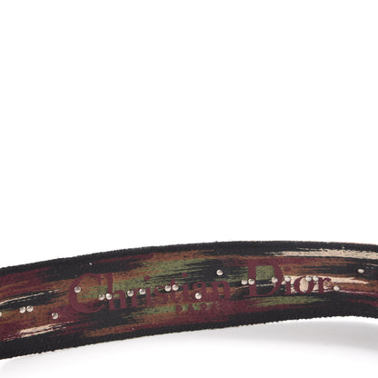 Christian Dior Canvas Embroidered Studded Bohemian Fringe Shoulder Strap Black Multicolor 4 of 5