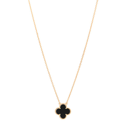 Van Cleef & Arpels 18K Yellow Gold Black Onyx Vintage Alhambra Pendant Necklace 1 of 6