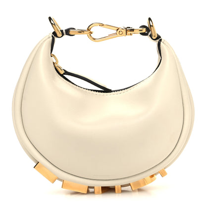 Fendi Vitello Grace Matte Nano Fendigraphy Hobo Charm White Ice 1 of 11