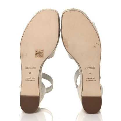 Hermes Goatskin Elda Espadrille Wedge Sandals 40 White 5 of 7