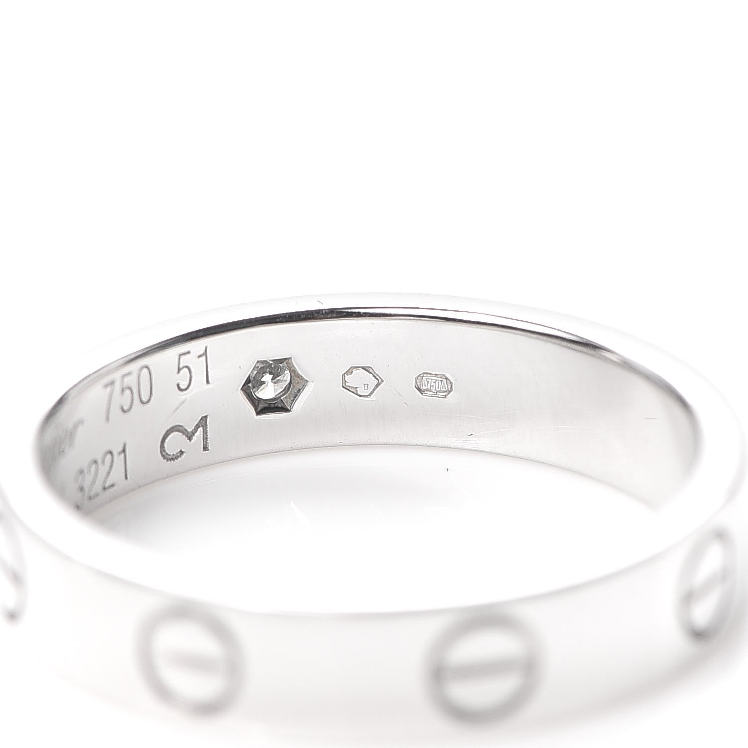 Cartier 18K White Gold Diamond 4mm LOVE Wedding Band Ring 51 5.75 5 of 5