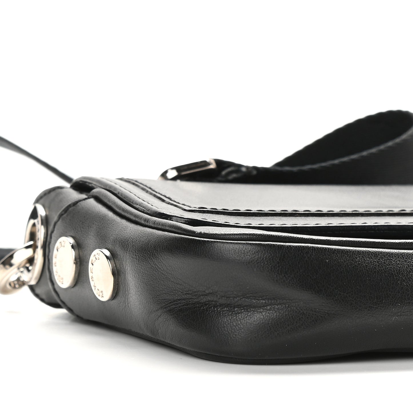 Calfskin Logo Strap Shoulder Bag Black