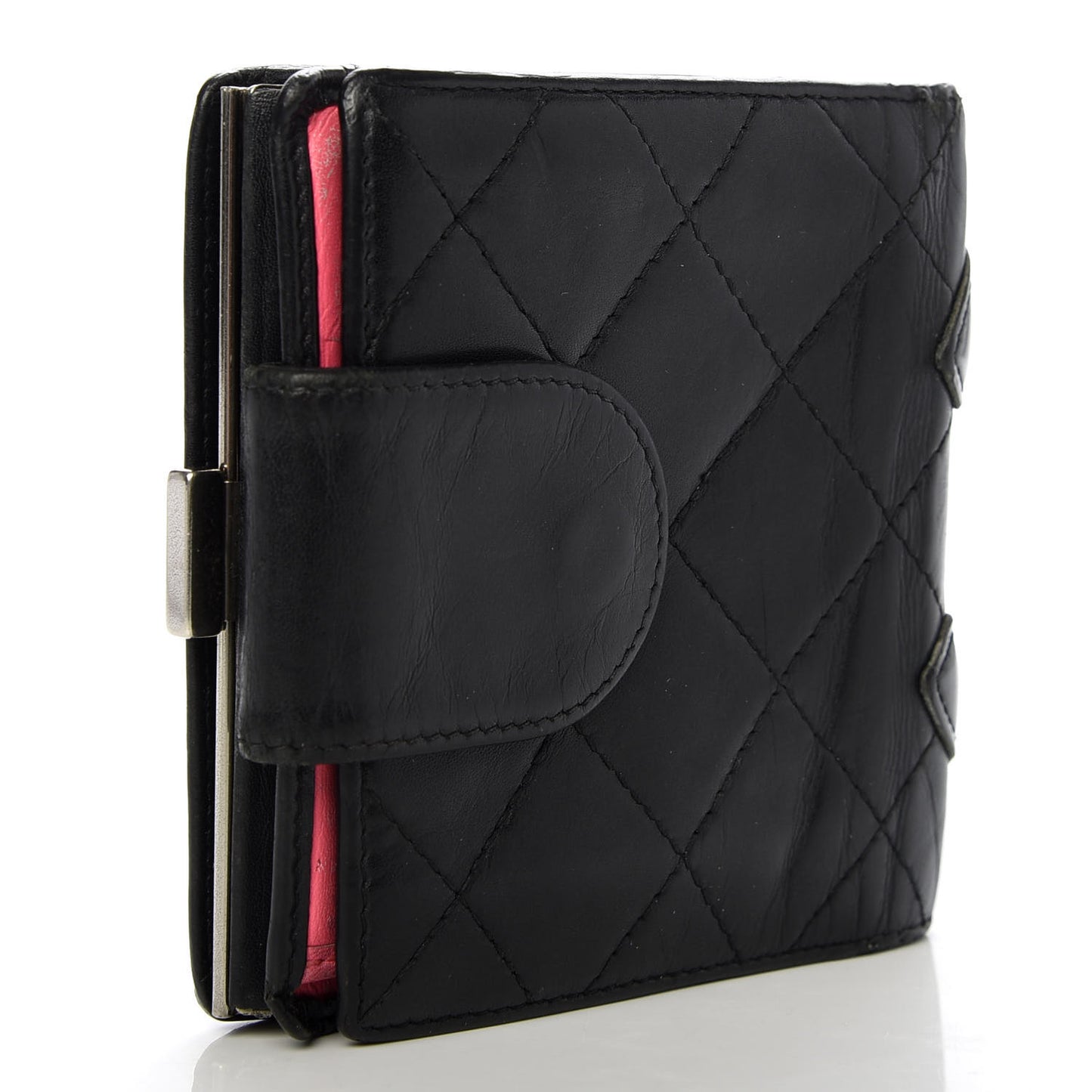 Calfskin Quilted Cambon Bi-Fold Wallet Black